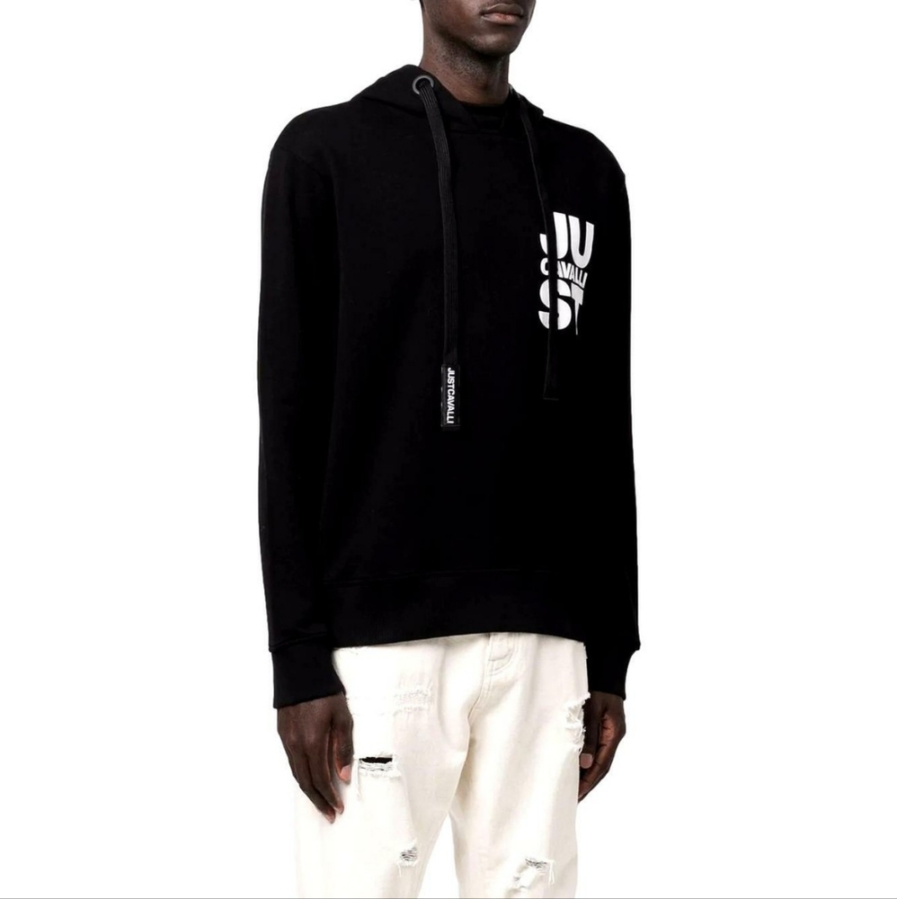 JUST CAVALLI SWEATSHIRT WITH LOGO PRINT AND HOOD Size M